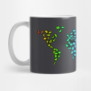 World all continents,animals,map, geography Mug